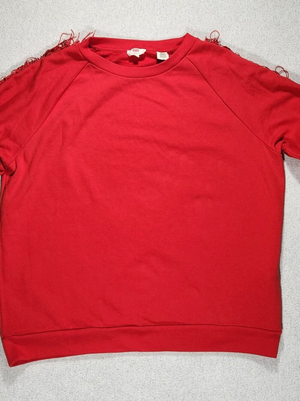 Levi's Reese Sweatshirt Women's Large Red Fringe Crew Neck Pullover Western